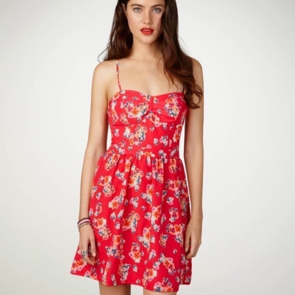American Eagle Red Floral Mini Dress Y2K - Picture 1 of 9